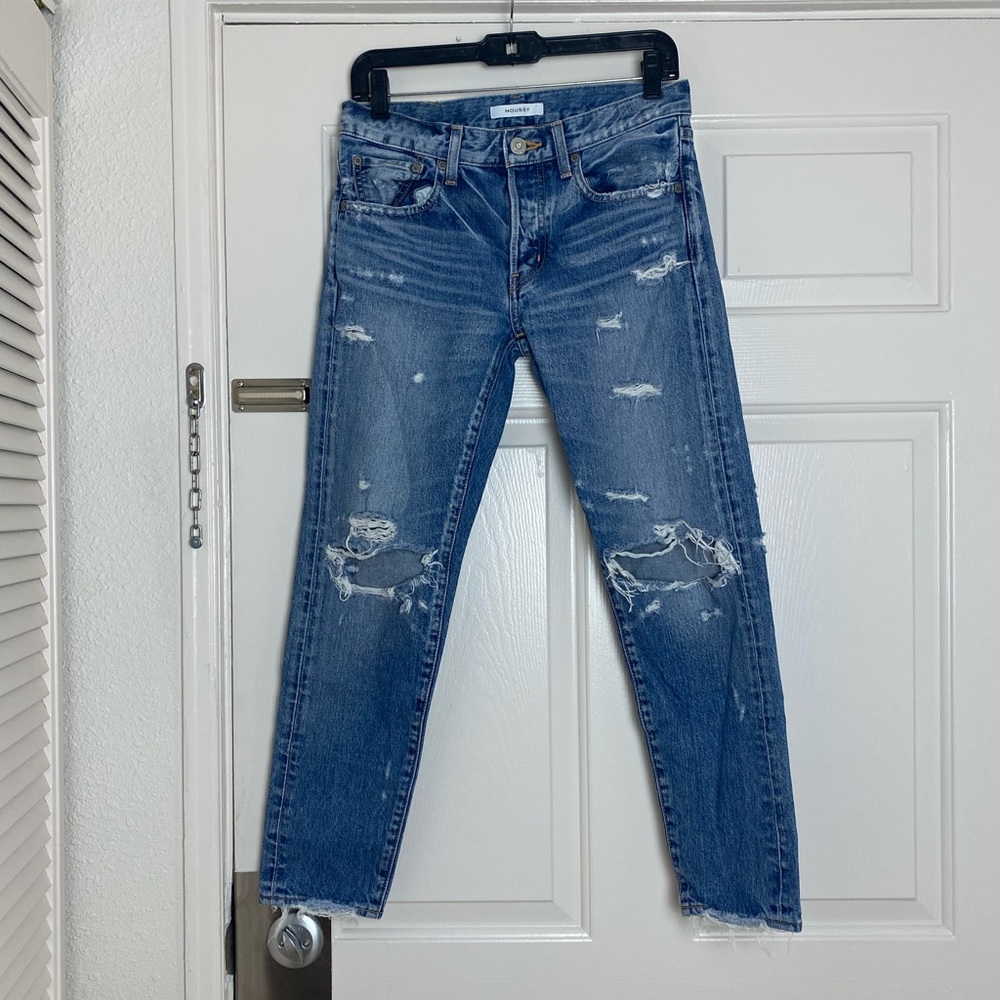MOUSSY Vintage MV Amber Tapered Distressed Denim Jeans Size 26